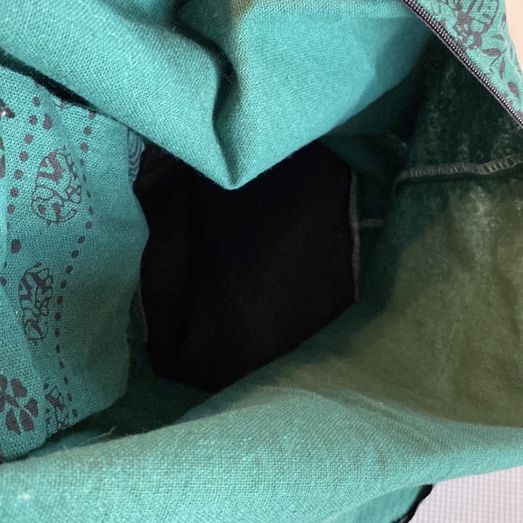 Green Printed Crossbody Shoulder Hippie Boho Messenger Cotton Bag - Picture 7 of 13